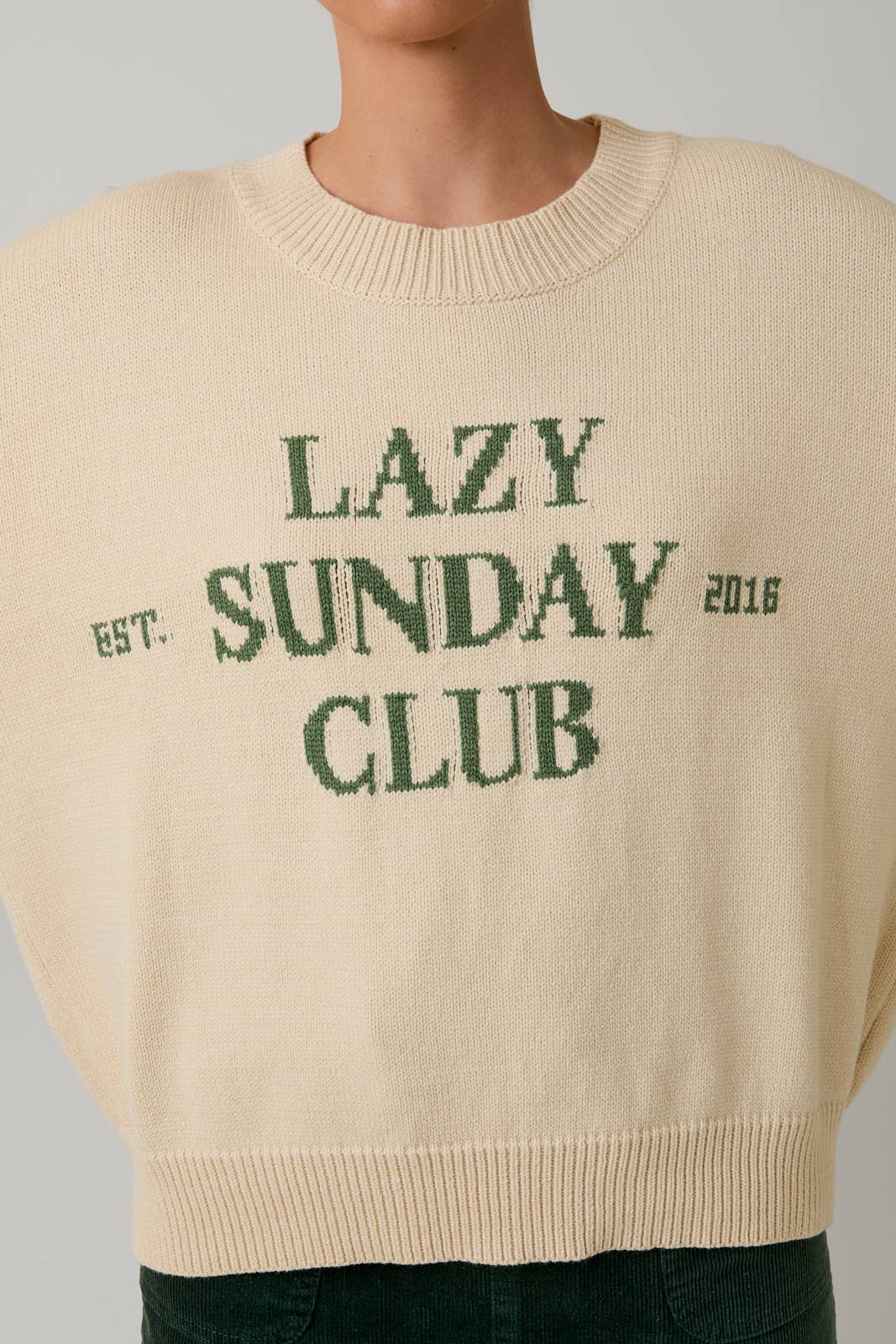 ROUND NECK 'LAZY SUNDAY CLUB' SWEATER TOP