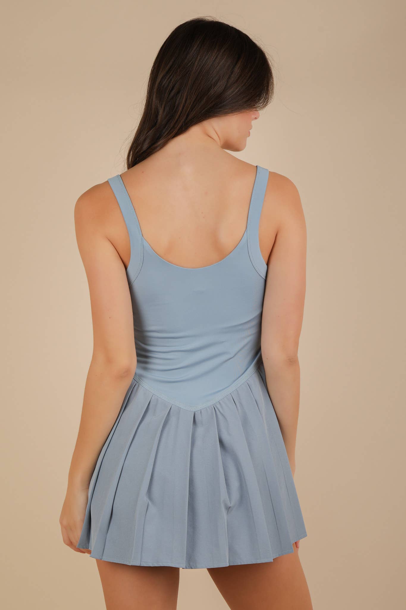ND31725-Pleated Skirt Activewear Dress W/ Under Shorts