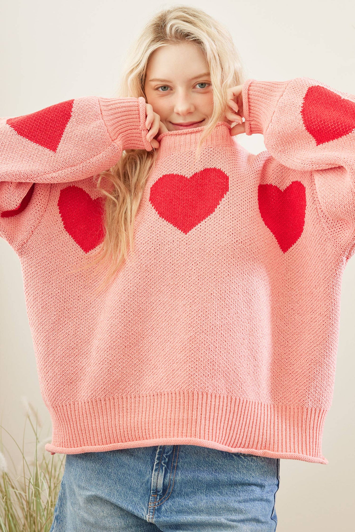 Heart Patched Loose Fit Sweater