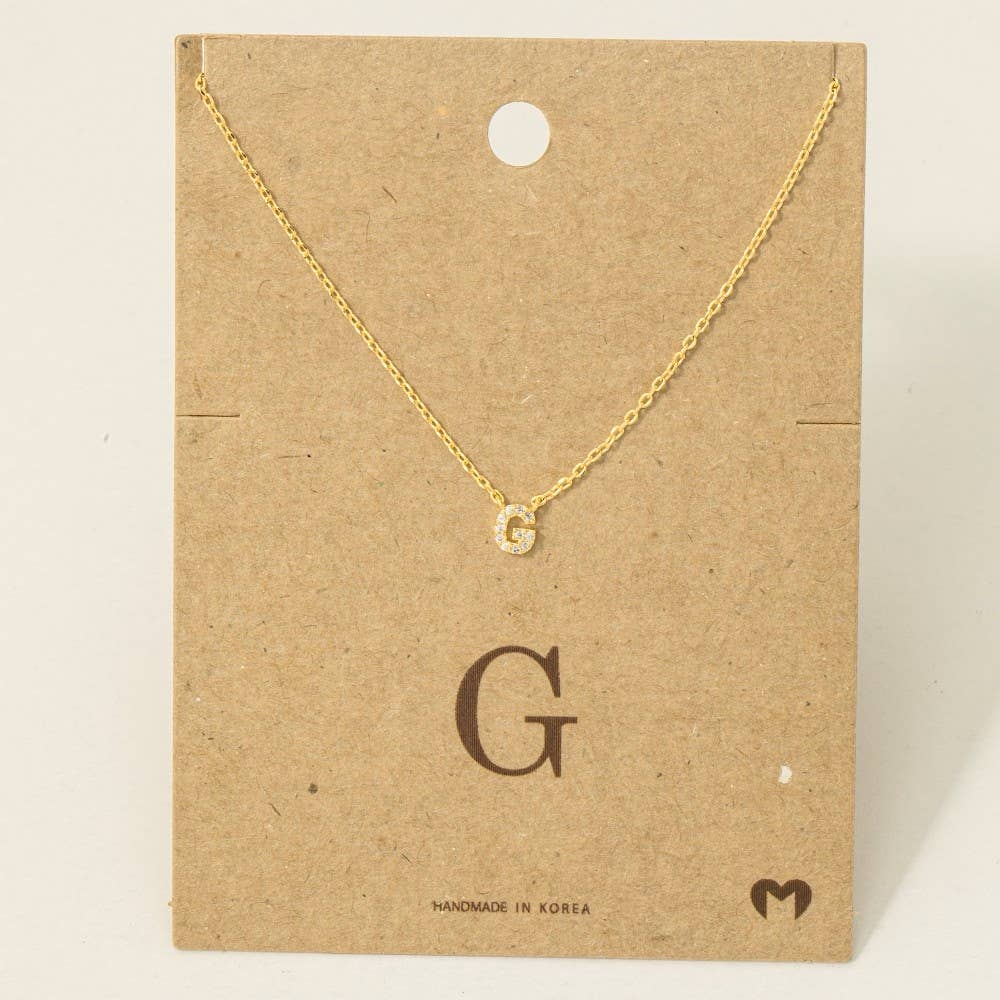 Mini Rhinestone Initial Necklace