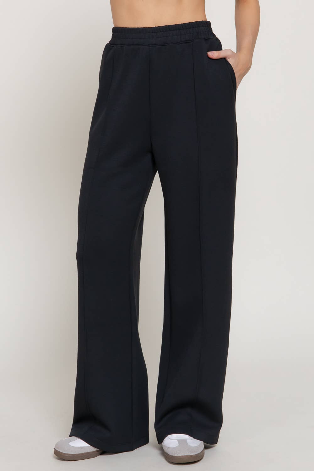 Elastic Waist Soft Modal Scuba Wide Pants