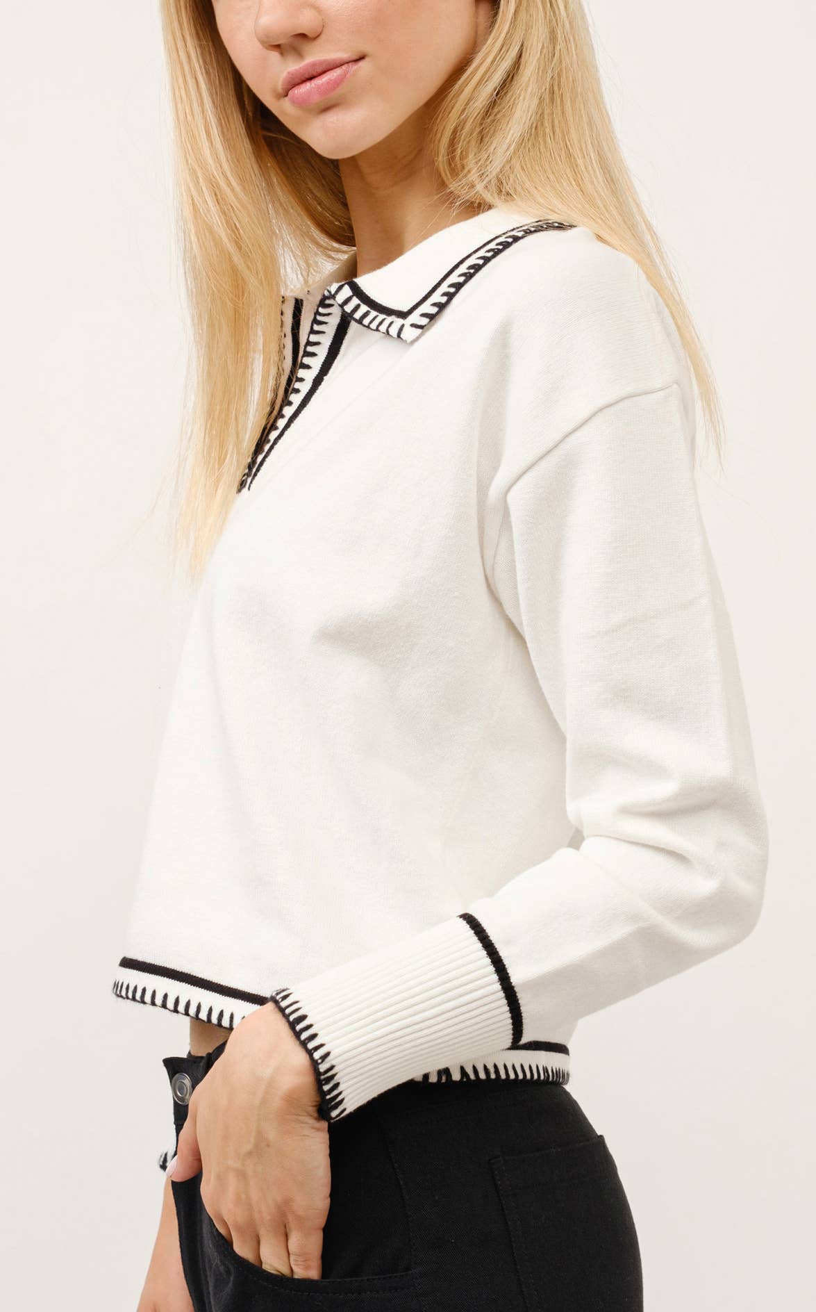 Contrast Stitch Knit Sweater-HYT0040
