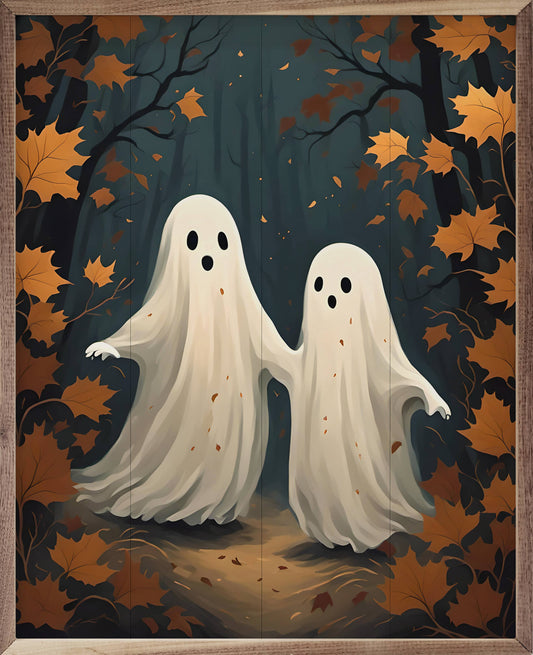 Two Ghost With Orange Leaves