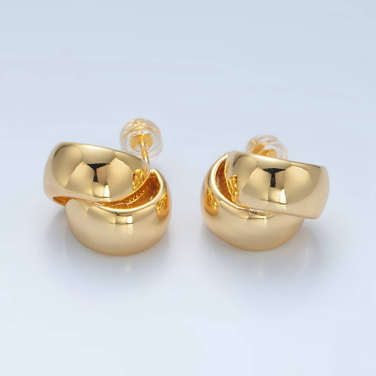 24K Gold Filled Double Wide Band C-Shaped Hoops | AD711