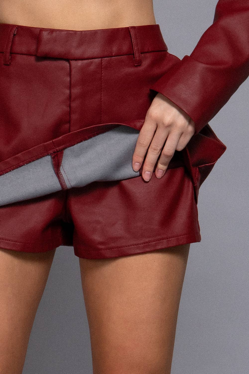 Layering Look Washed Faux Leather Skort