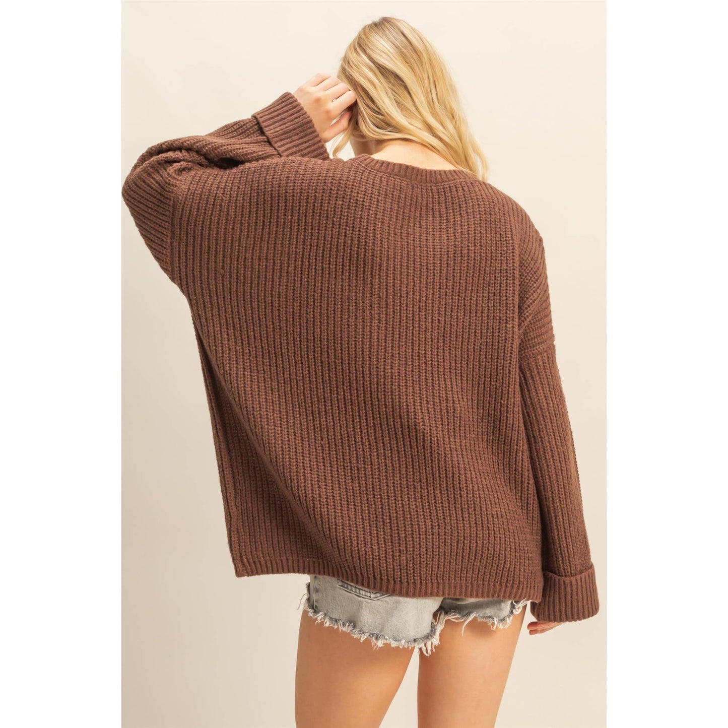 Oversized Casual Ribbed Knit Sweater