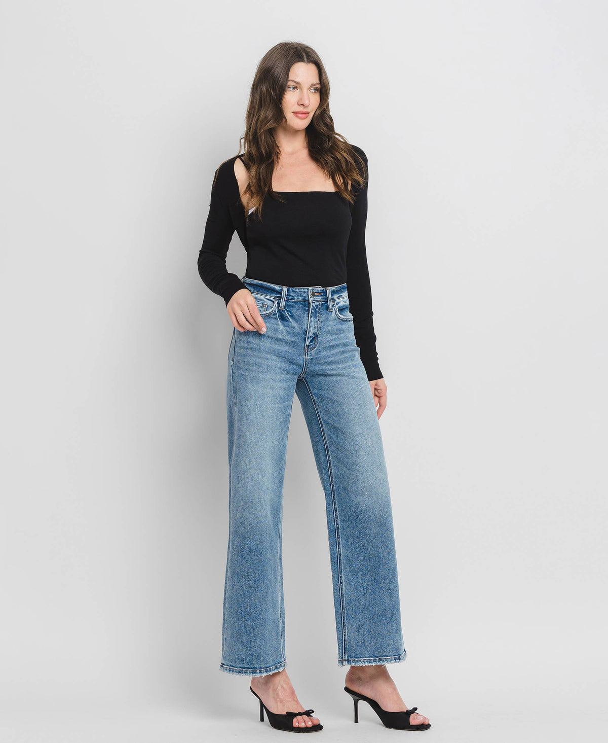 HIGH RISE FULL LENGTH WIDE LEG JEANS F5610