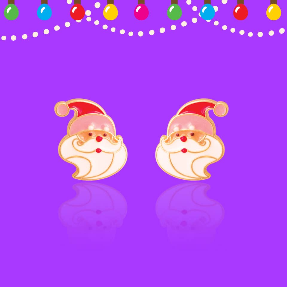 Holly Jolly Holiday Santa Earrings | Studs | Christmas 2025