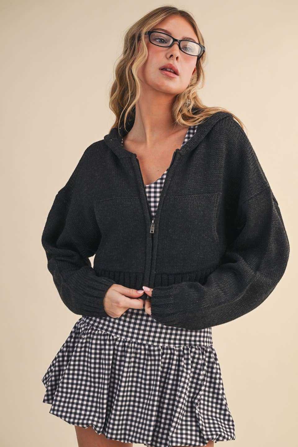 Knit Zip Up Hoodie Sweater