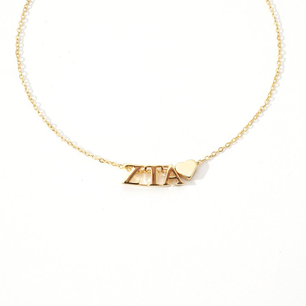 N202-I Love My Sorority: Greek Letters Heart Necklace