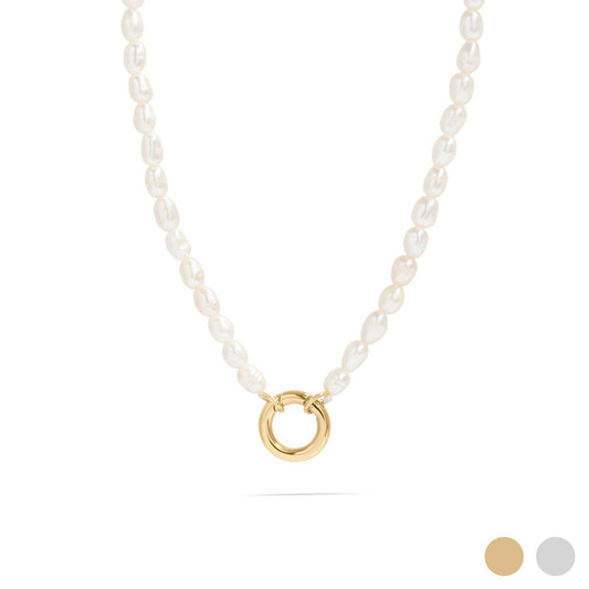 Stainless Steel Freshwater Pearl Charm Holder Necklace
