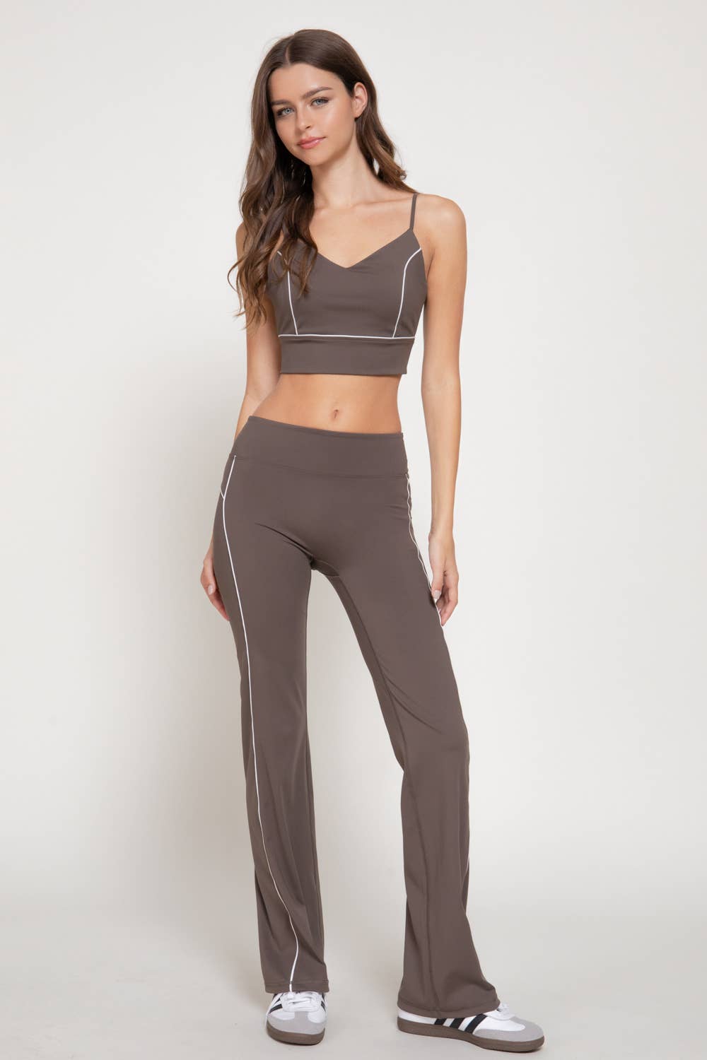 Waist Band Contrast Piping Detail Workout Pants