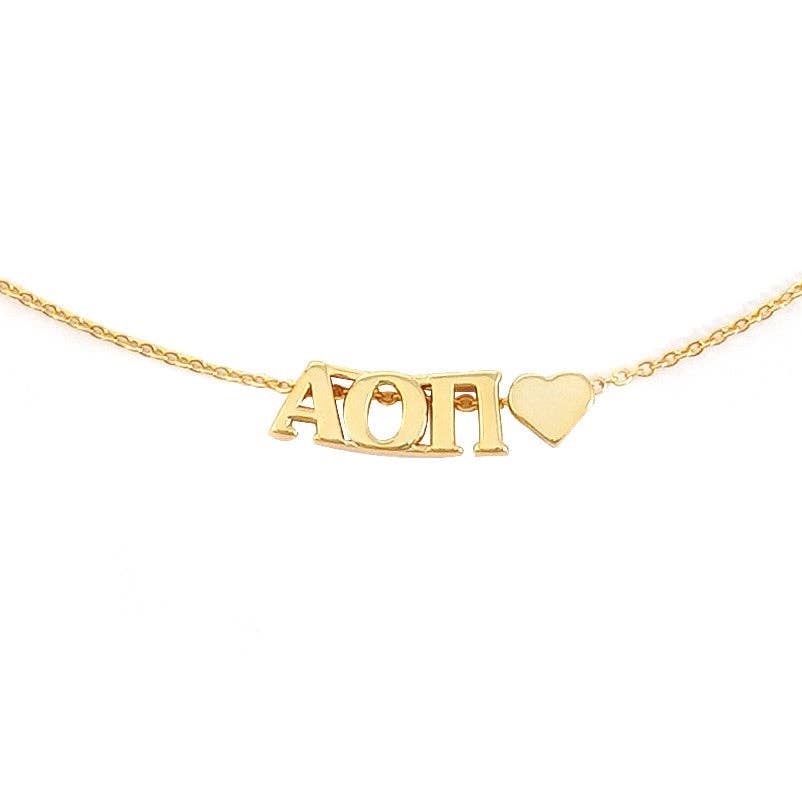 N202-I Love My Sorority: Greek Letters Heart Necklace
