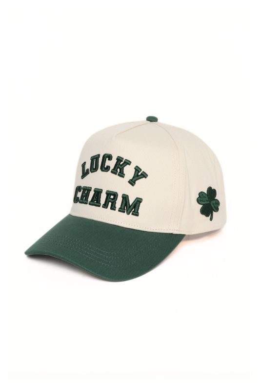 St.Patrick LUCKY CHARM 3D Puff Embroidered Side Shamrock Cap