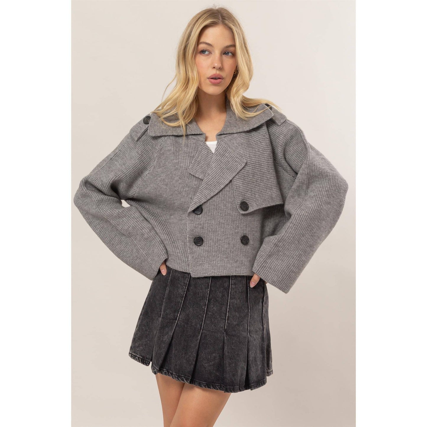 Double Breast Sweater Trench Jacket