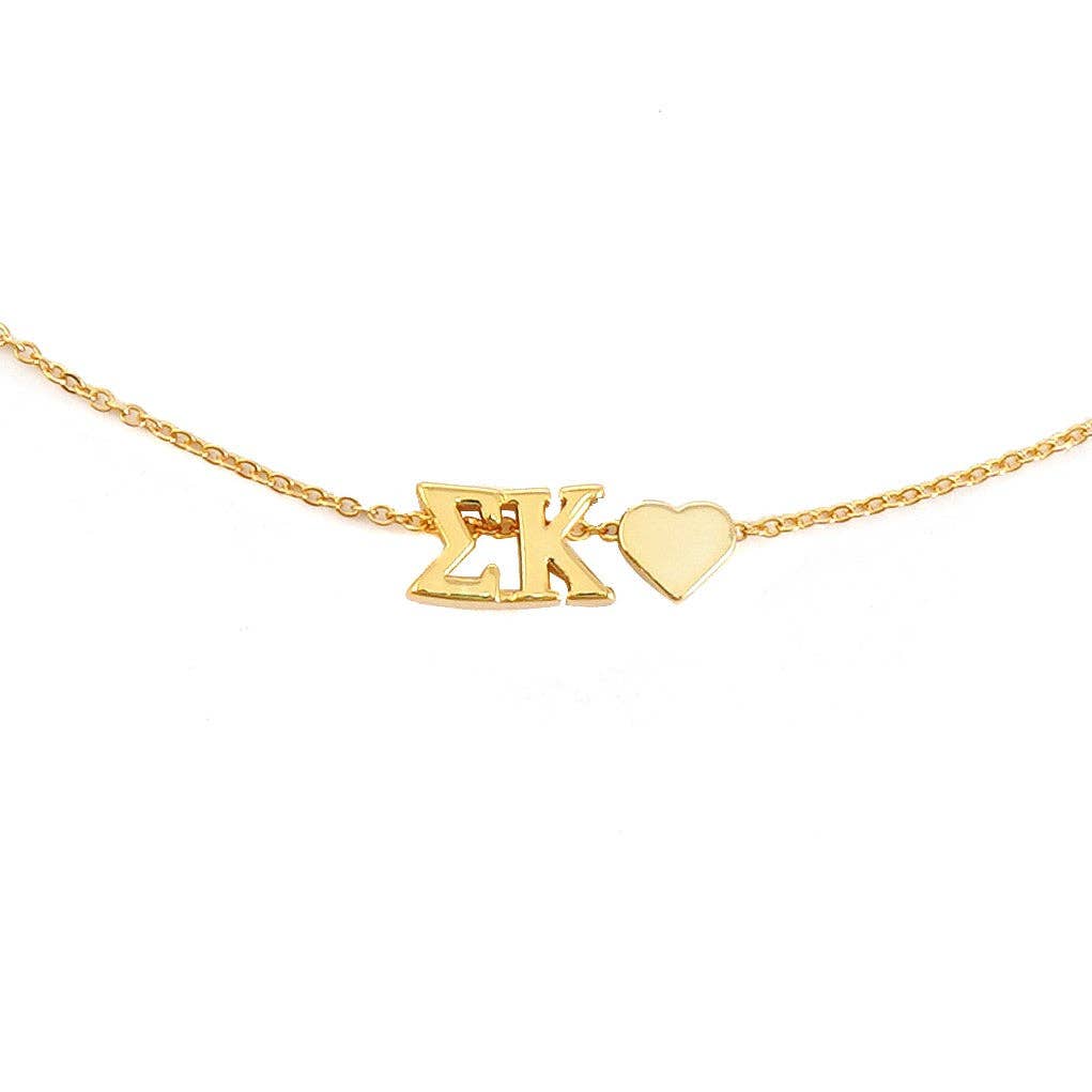 N202-I Love My Sorority: Greek Letters Heart Necklace