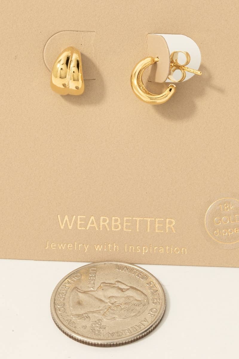 Gold Dipped Wide Layered Hoop Earrings