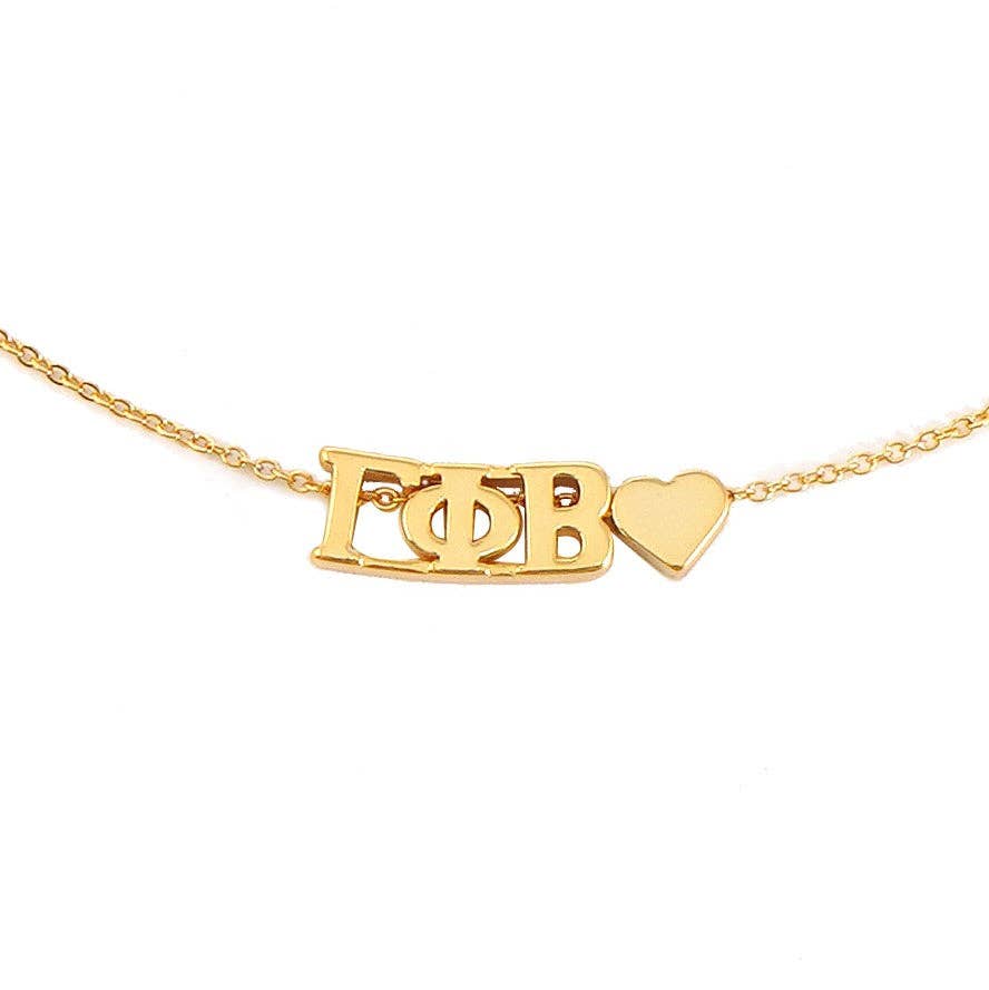 N202-I Love My Sorority: Greek Letters Heart Necklace
