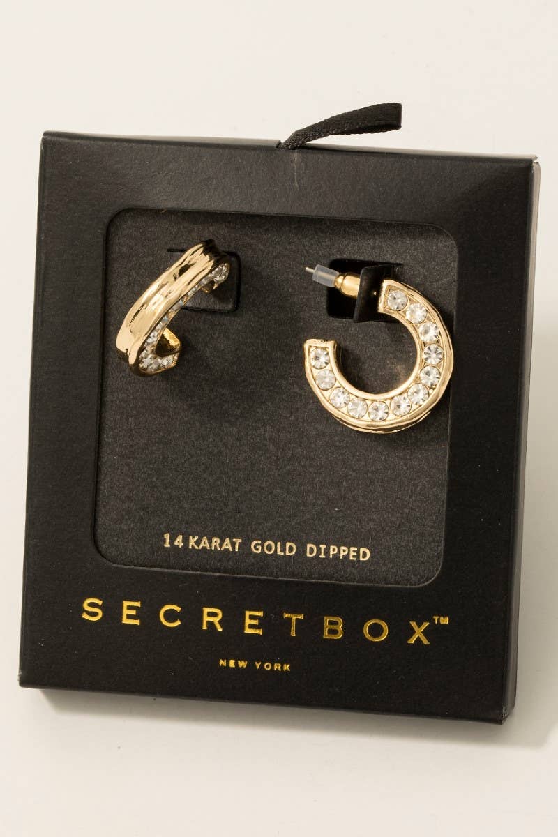 Gold Dipped Cz Round Pave Hoop Earrings