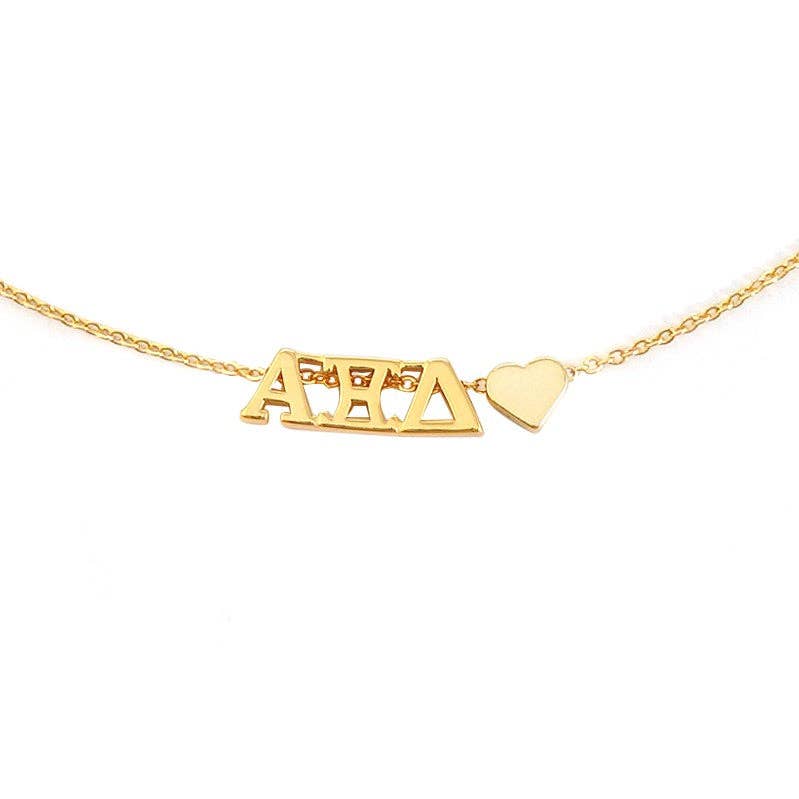 N202-I Love My Sorority: Greek Letters Heart Necklace