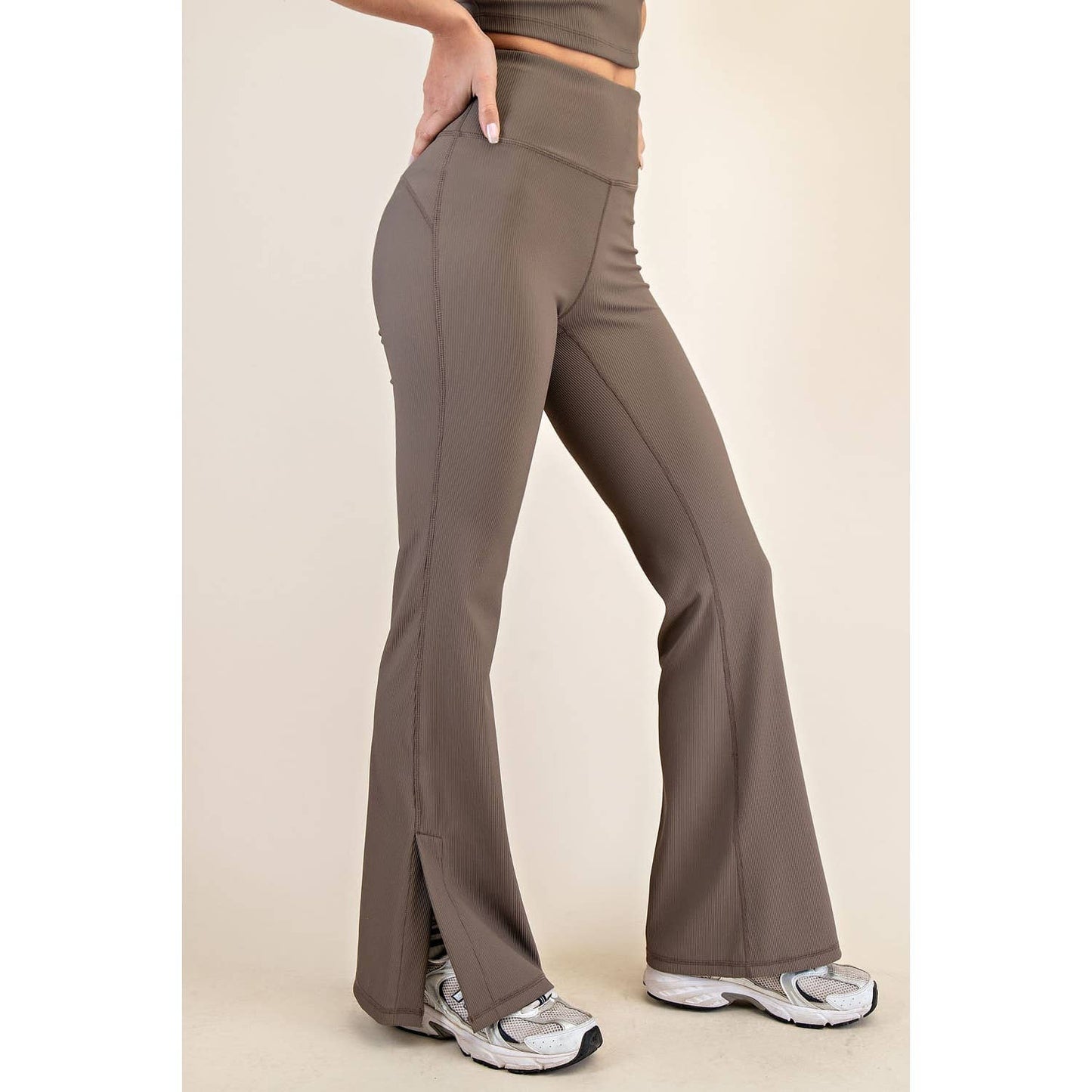 NYLON RIB FLARE LEGGINGS