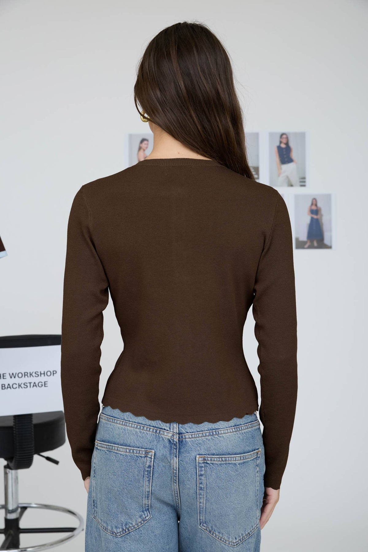 SCALLOPED BUTTON DETAIL LONG SLEEVE KNIT CARDIGAN  (PRE-ORDER)