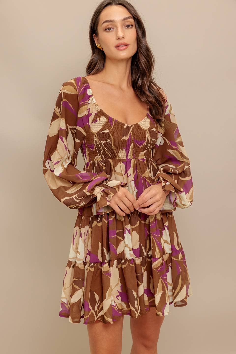 A printed woven mini dress - ID22722