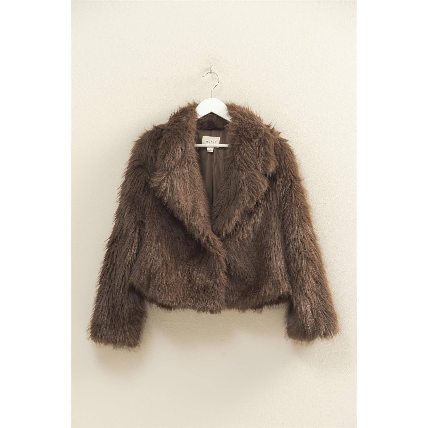Shawl Collar Faux Fur Jacket