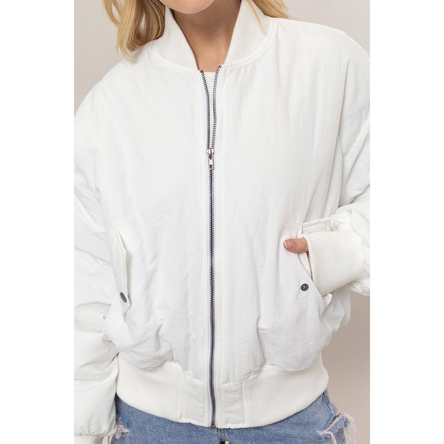 Oversized Bomber Puffer Jacket
