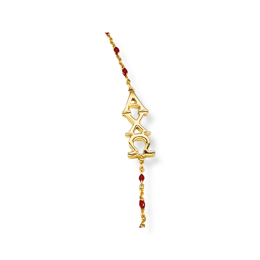 N201 AXO- The Alpha Chi Omega Necklace: Side Set ΑΧΩ Enamel Bead Necklace