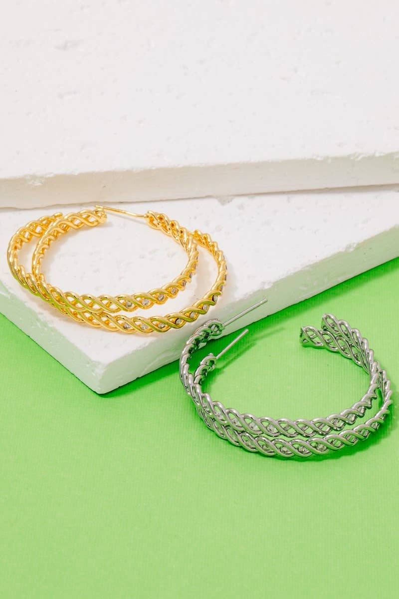 Secret Box Gold Dipped Woven Wire Hoop Earrings