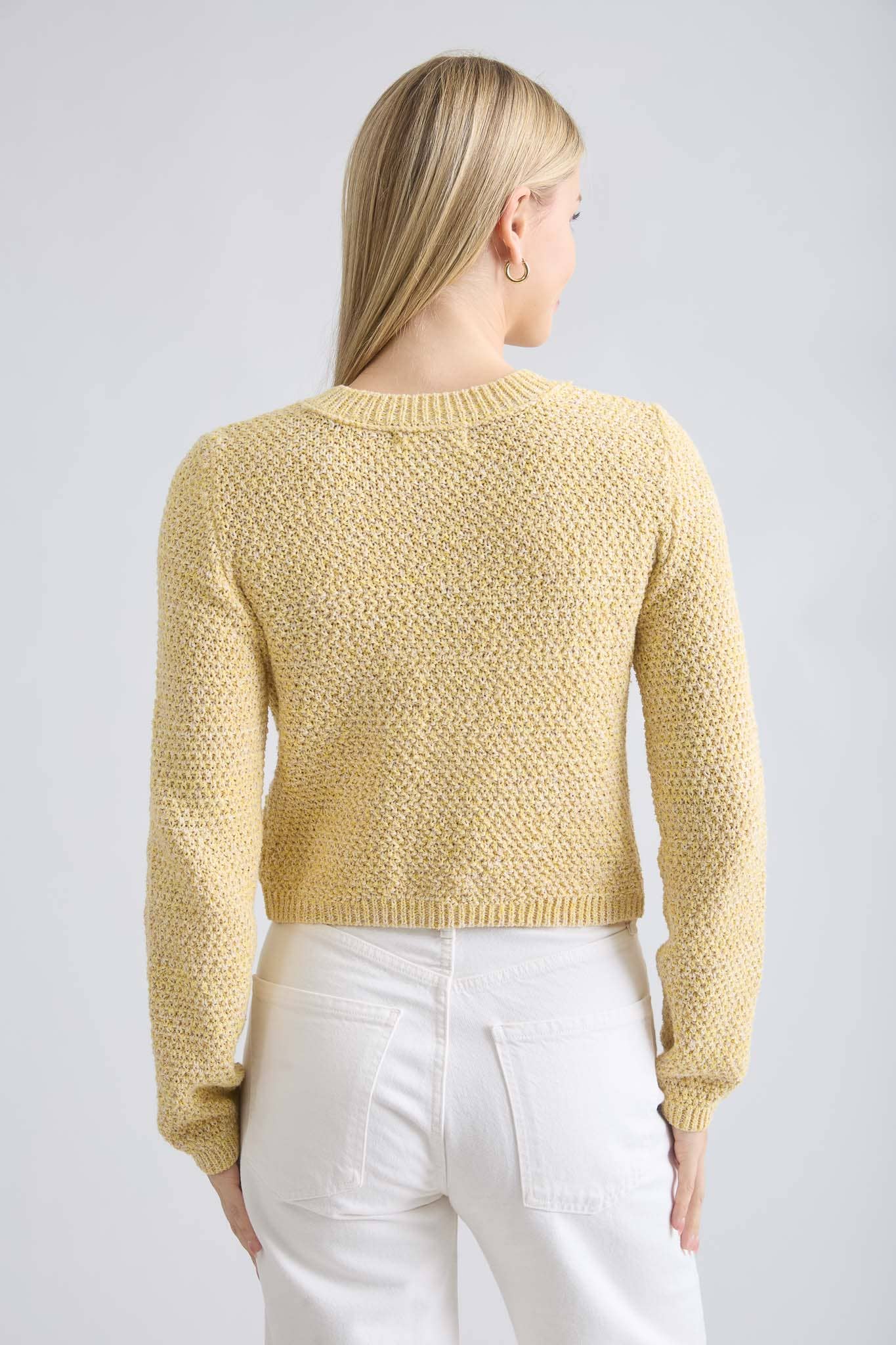 MARLED GOLD BUTTON ROUND NECK KNIT CARDIGAN