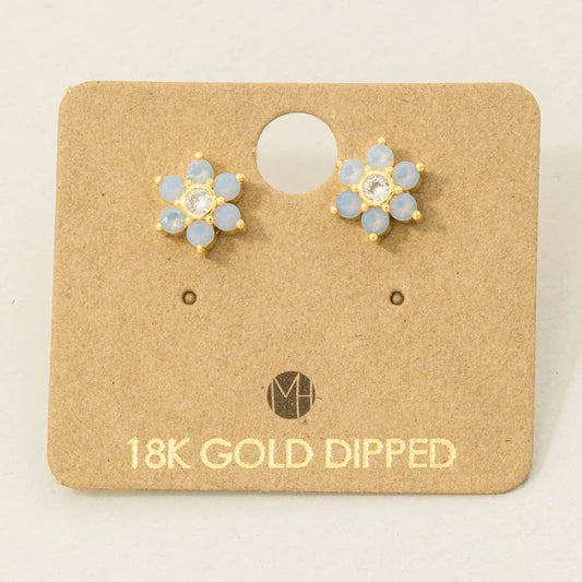 Gold Dipped Dainty Flower Stud Earrings