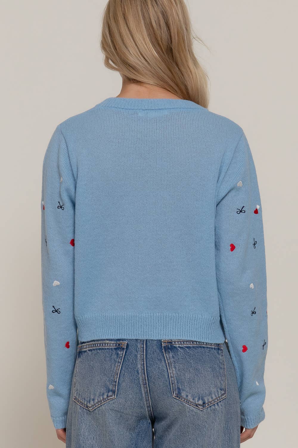 Long Sleeve Round Neck All Over Embroidery Sweater
