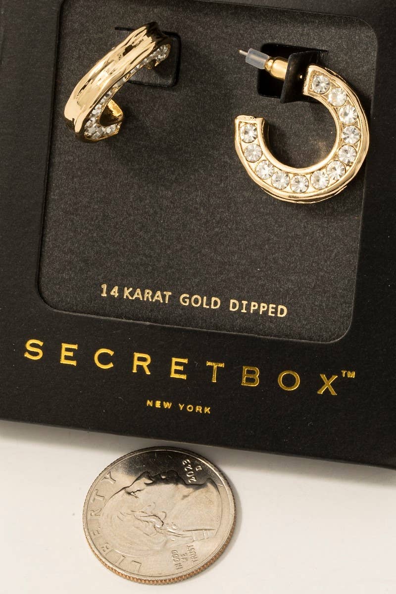 Gold Dipped Cz Round Pave Hoop Earrings