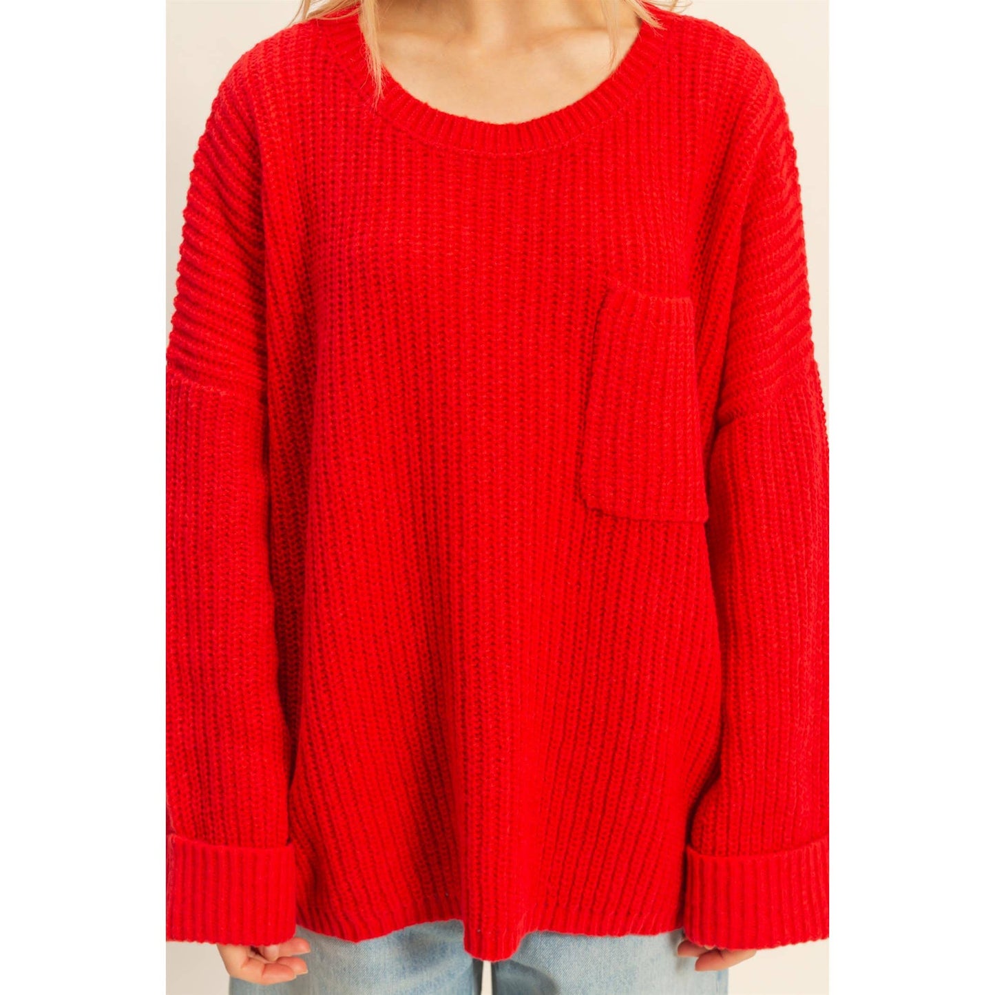 Oversized Casual Ribbed Knit Sweater