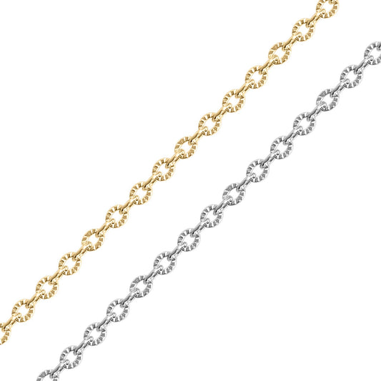 18K Gold PVD Stainless Steel Crimped Oval Chain - By The Foot / SPL1030