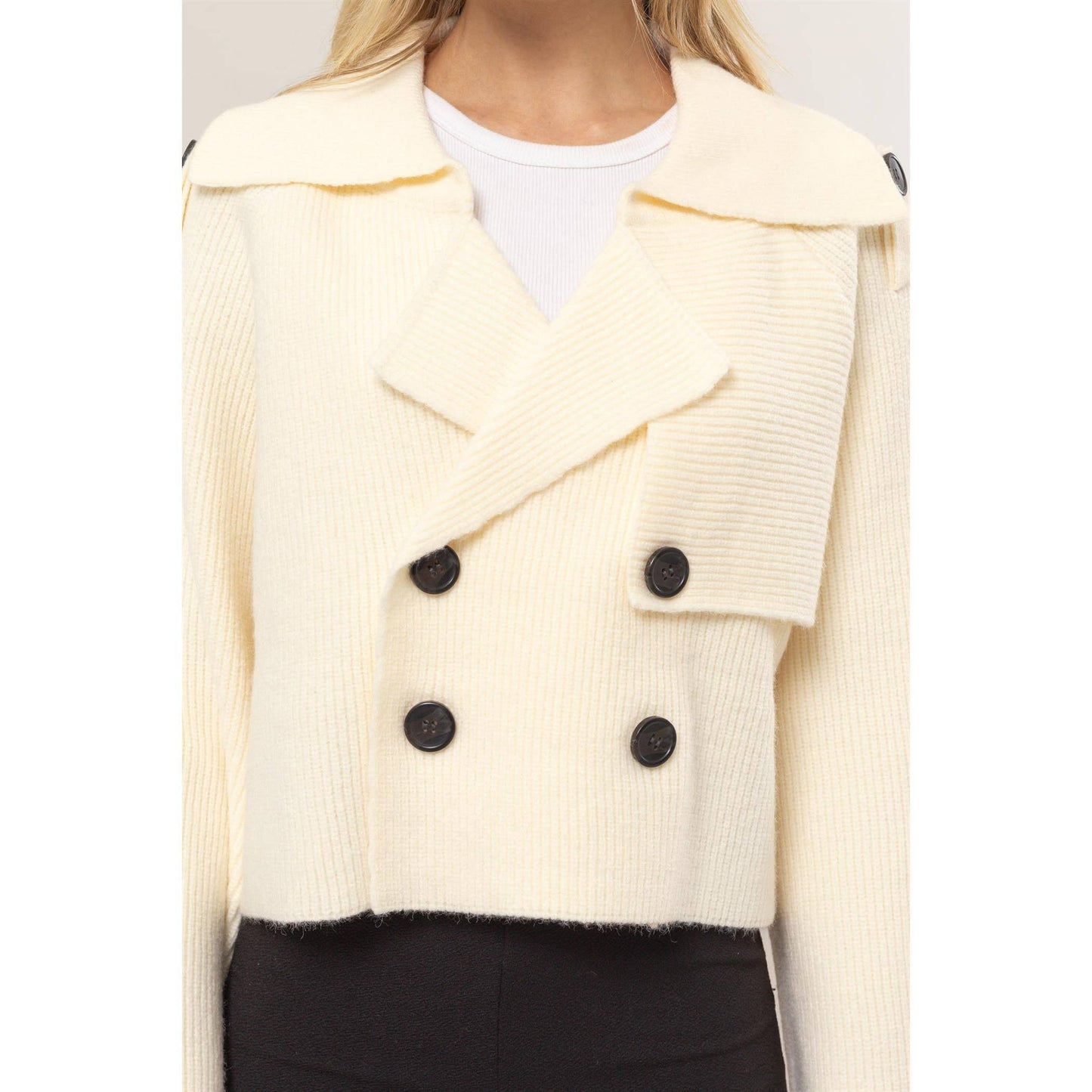 Double Breast Sweater Trench Jacket