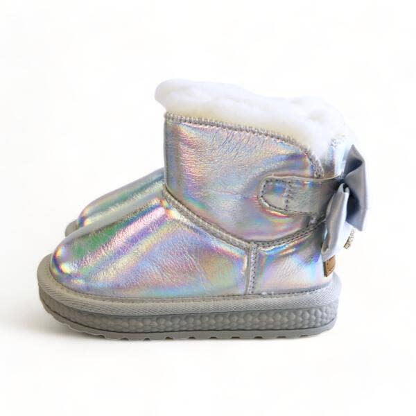 S3950 Handcraft Rhinestone Chain Bowtie Metallic Boot