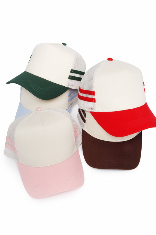 Retro Stripe Mesh Trucker Cap