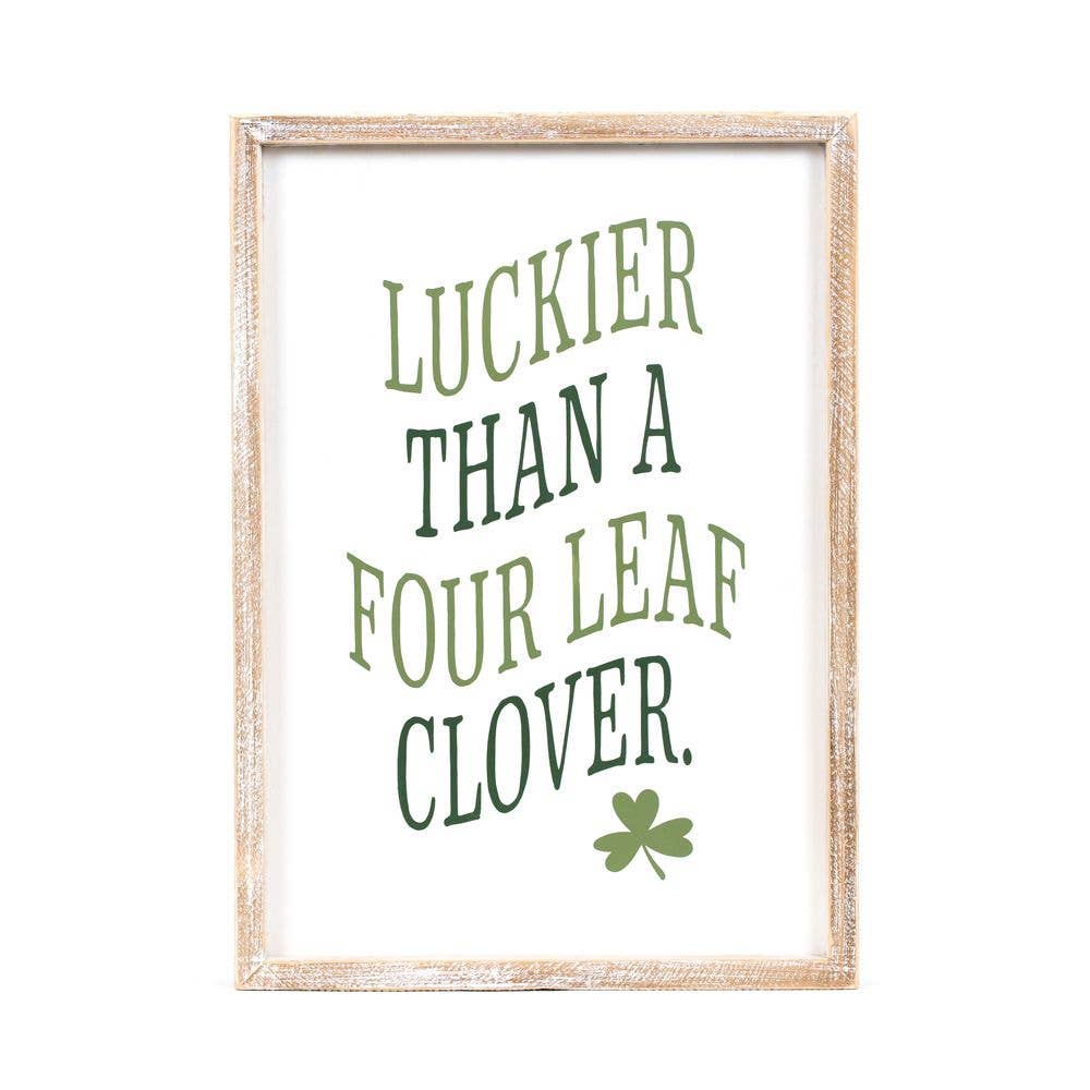 20171 - 10x14x1.5 wood frame sign (CLOVER)  St Patrick