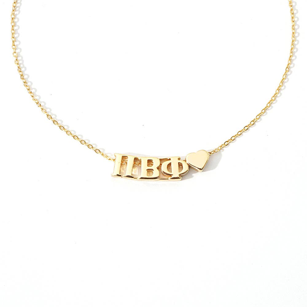 N202-I Love My Sorority: Greek Letters Heart Necklace