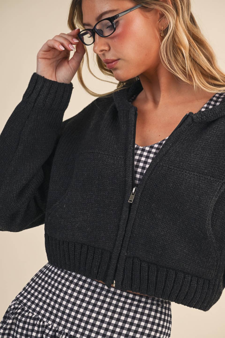 Knit Zip Up Hoodie Sweater