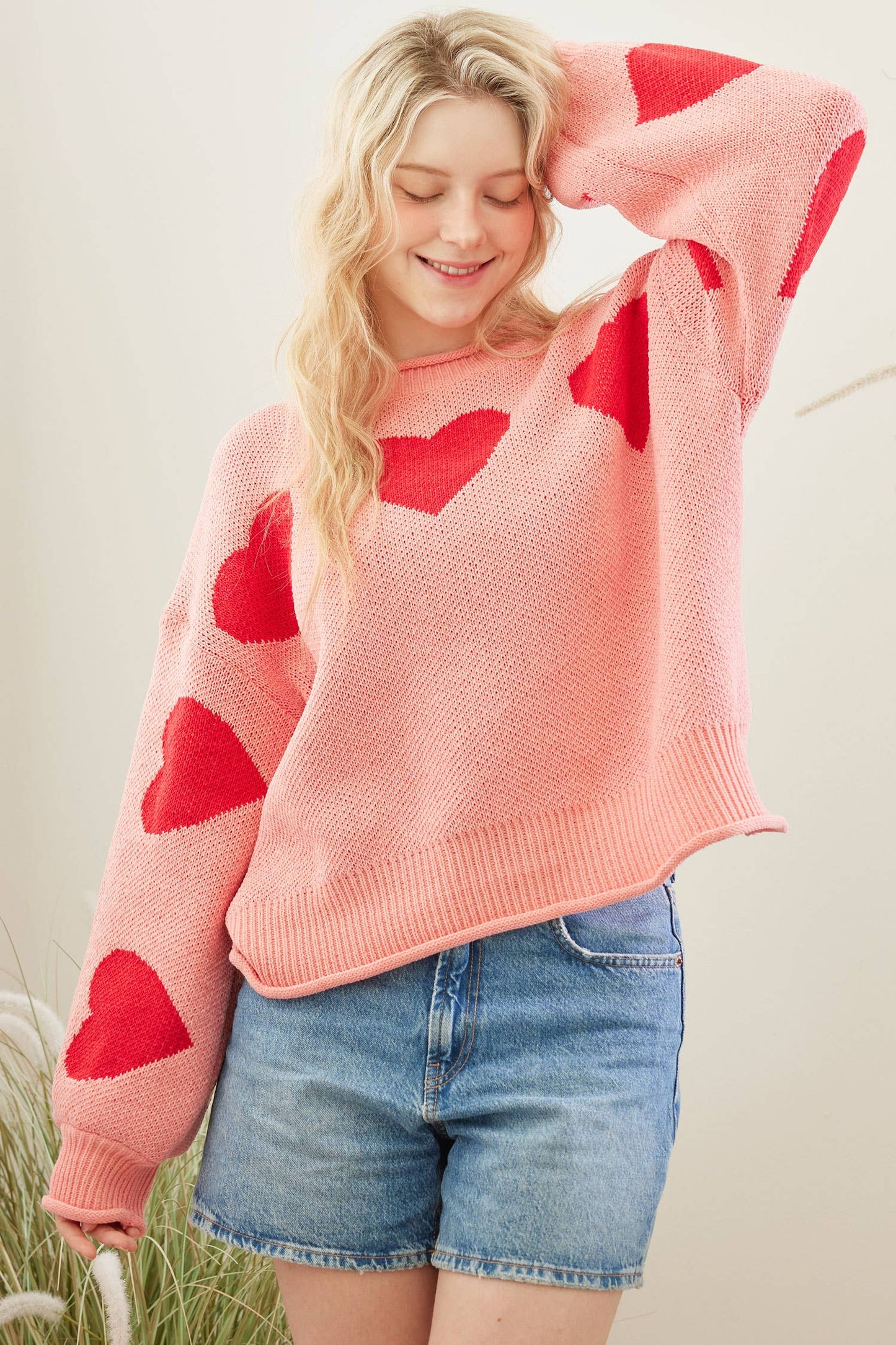 Heart Patched Loose Fit Sweater