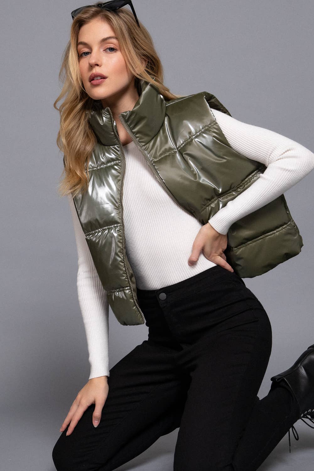 High Neck Zip Up Vest