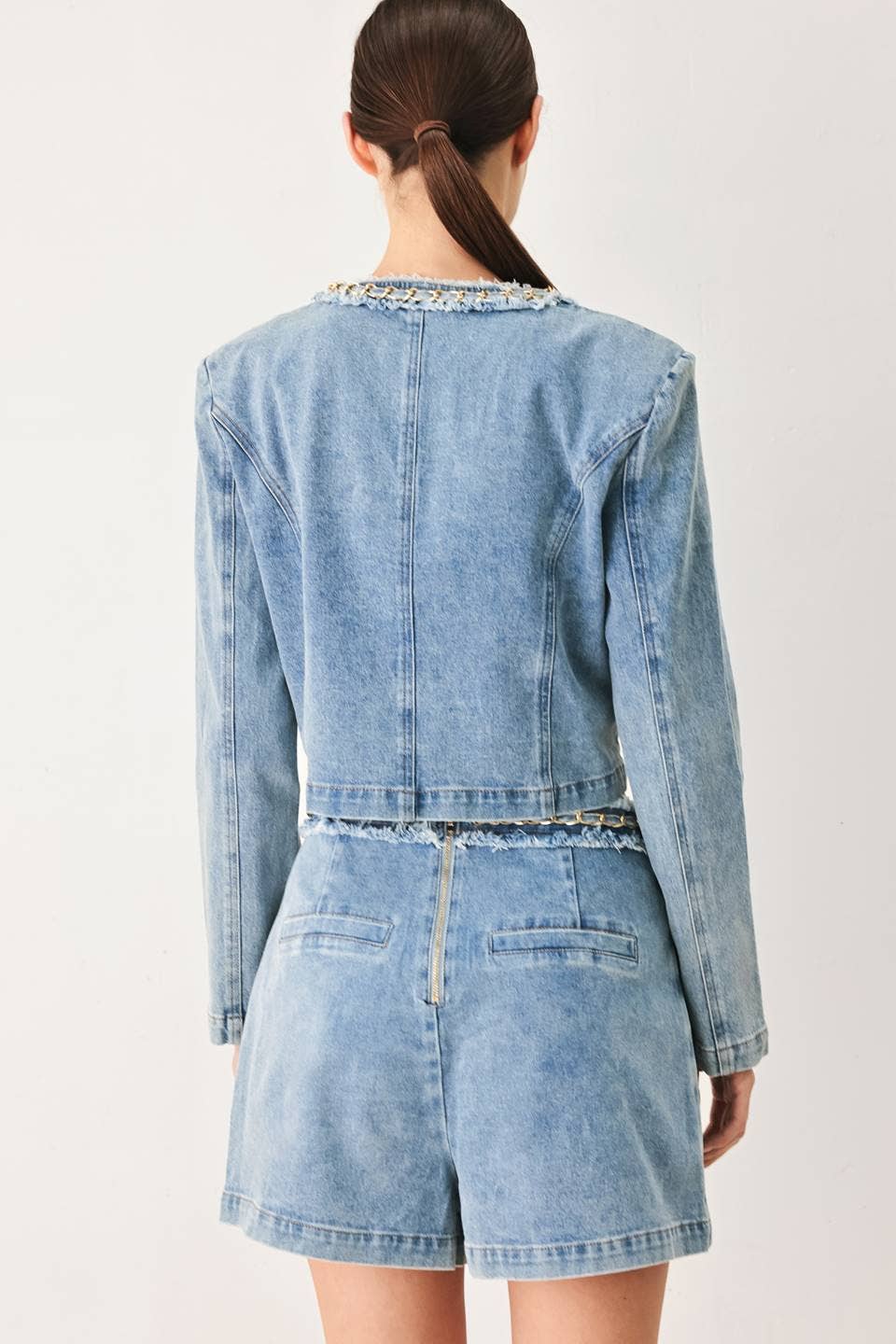 A washed denim crop jacket - FJ1535