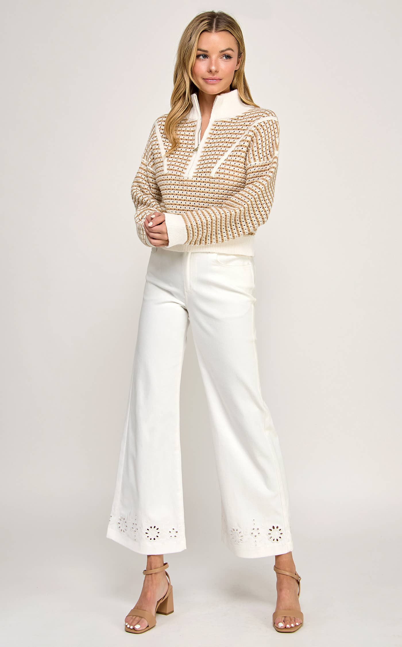 CROPPED ZIPUP HIGHNECK SWEATER-HQT0121