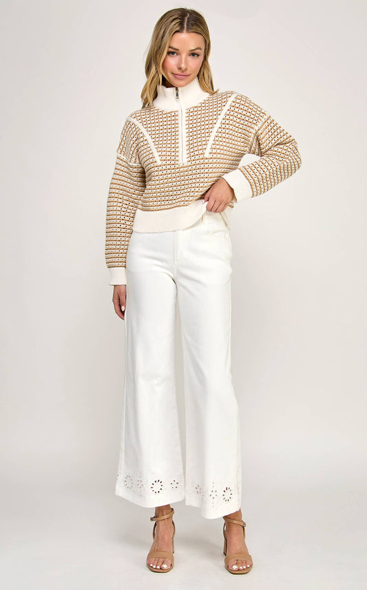 CROPPED ZIPUP HIGHNECK SWEATER-HQT0121