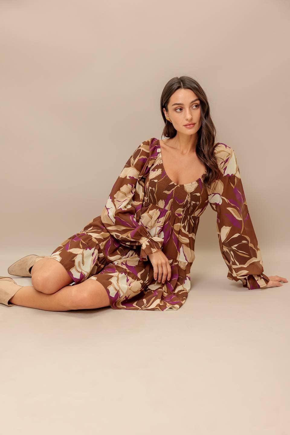 A printed woven mini dress - ID22722