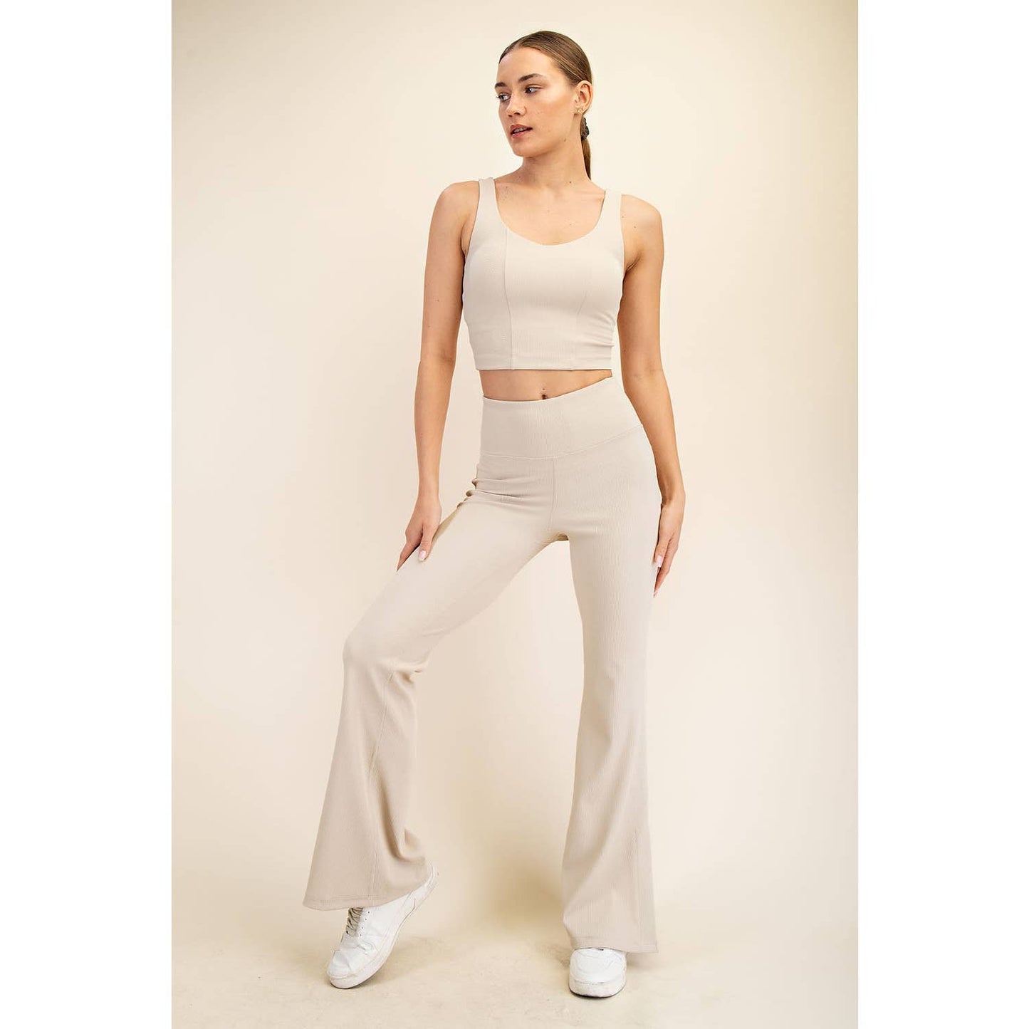 NYLON RIB FLARE LEGGINGS